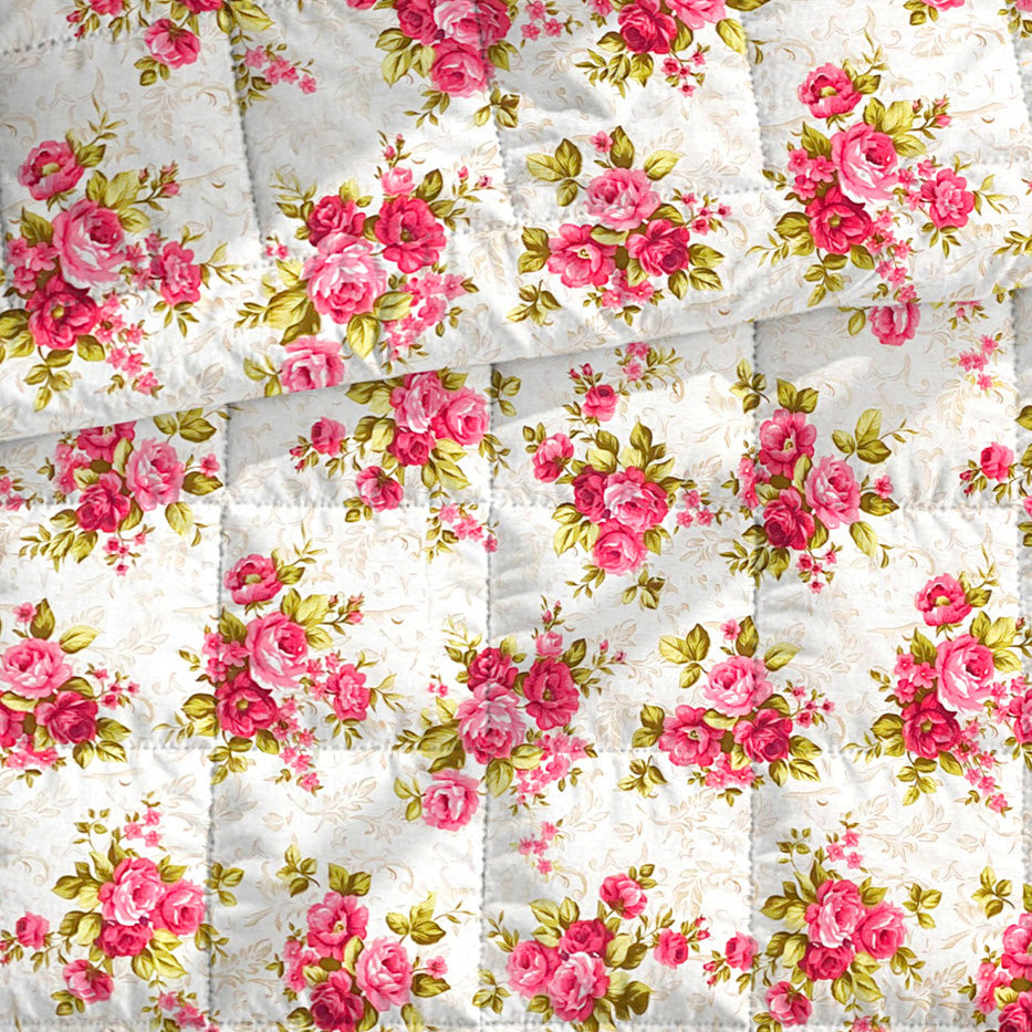 Soft Cotton Floral Red Double AC Quilt