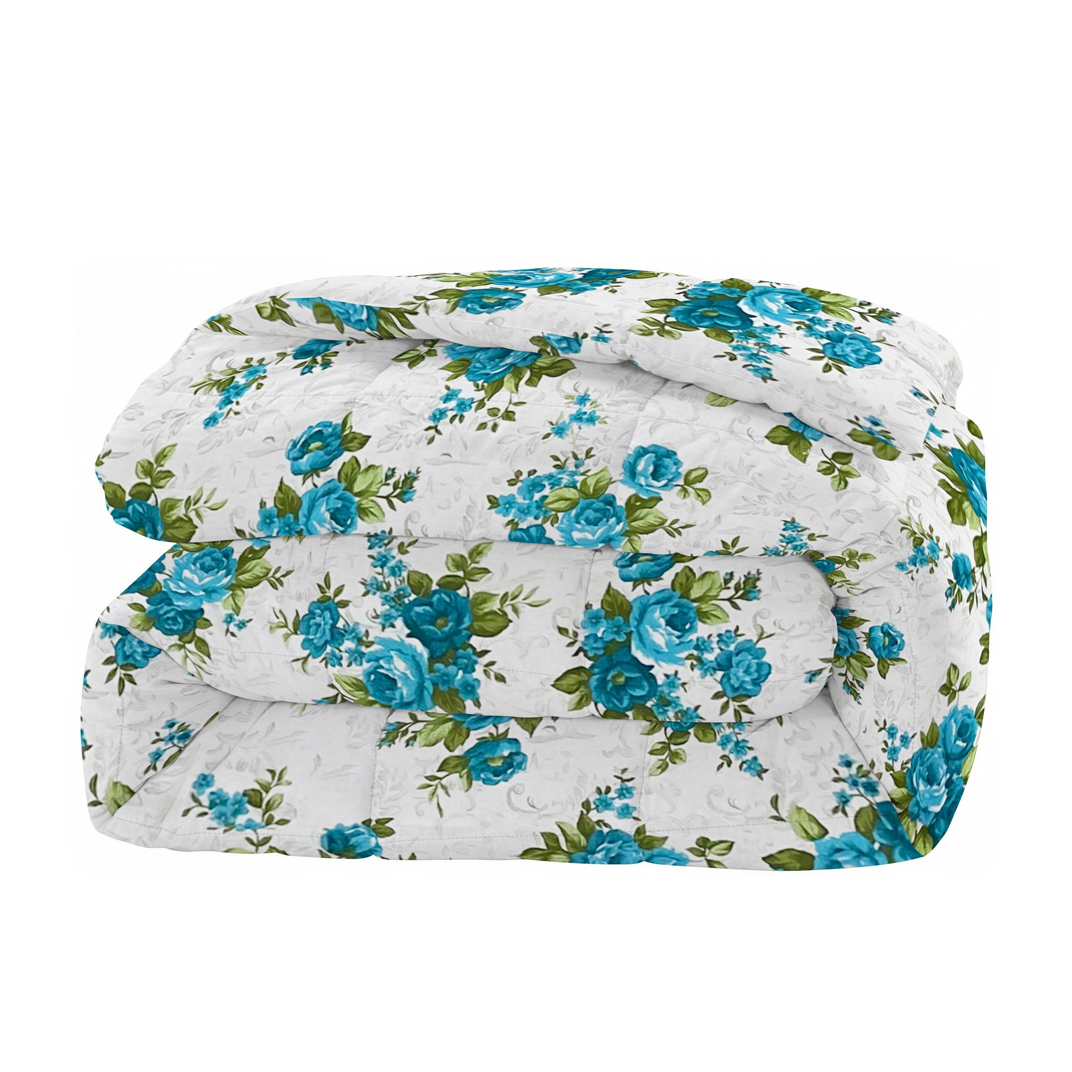 Soft Cotton Floral Blue Double AC Quilt