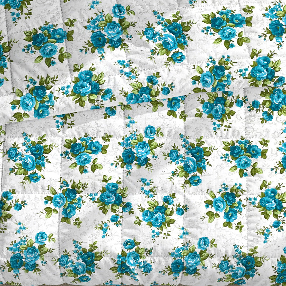 Soft Cotton Floral Blue Double AC Quilt