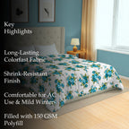 Soft Cotton Floral Blue Double AC Quilt