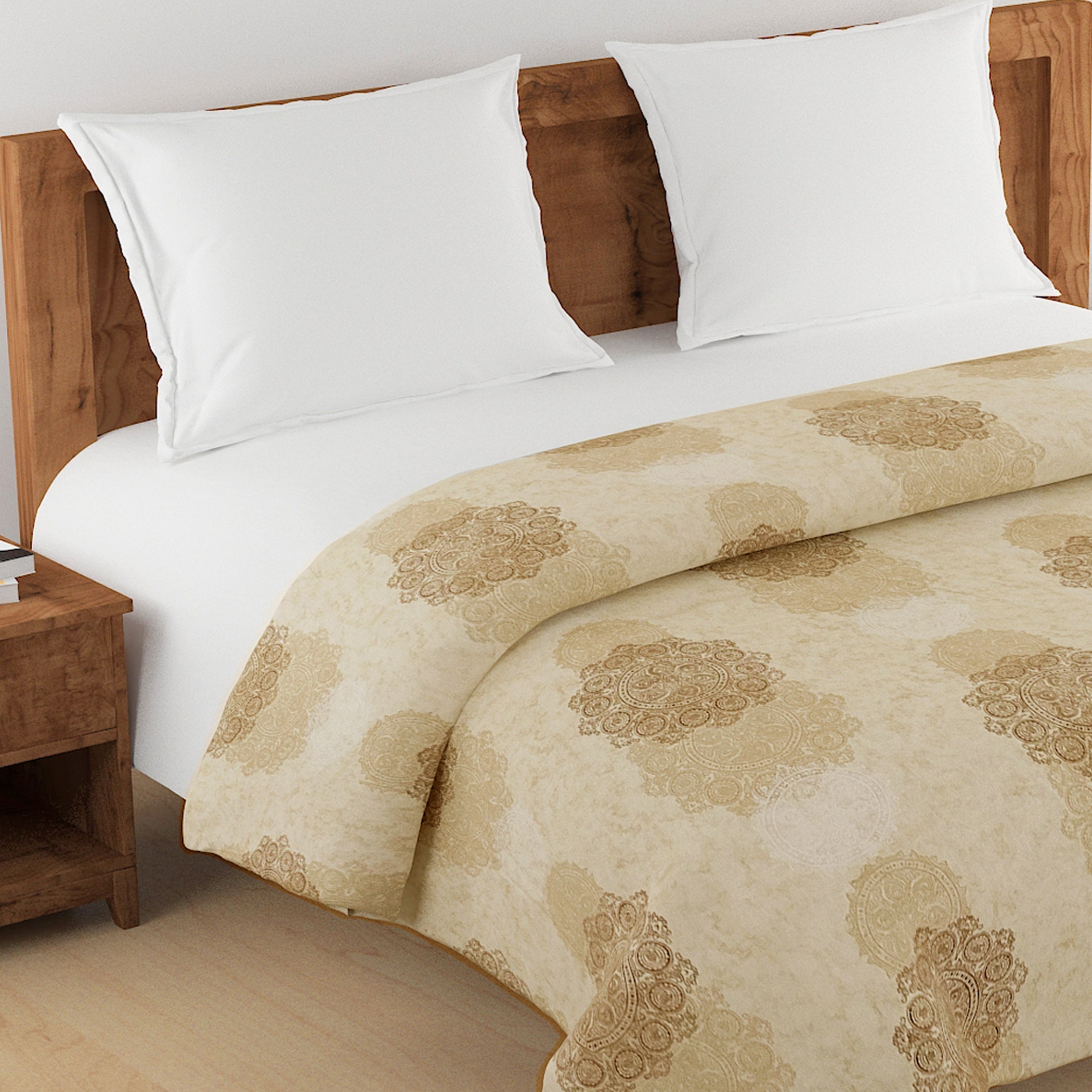 Elegant Cotton Ethnic motif Beige Single AC Quilt