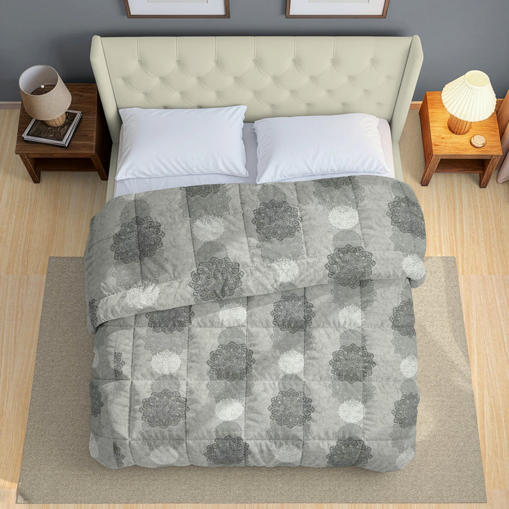 Elegant 100% cotton Motif Grey Double AC Quilt