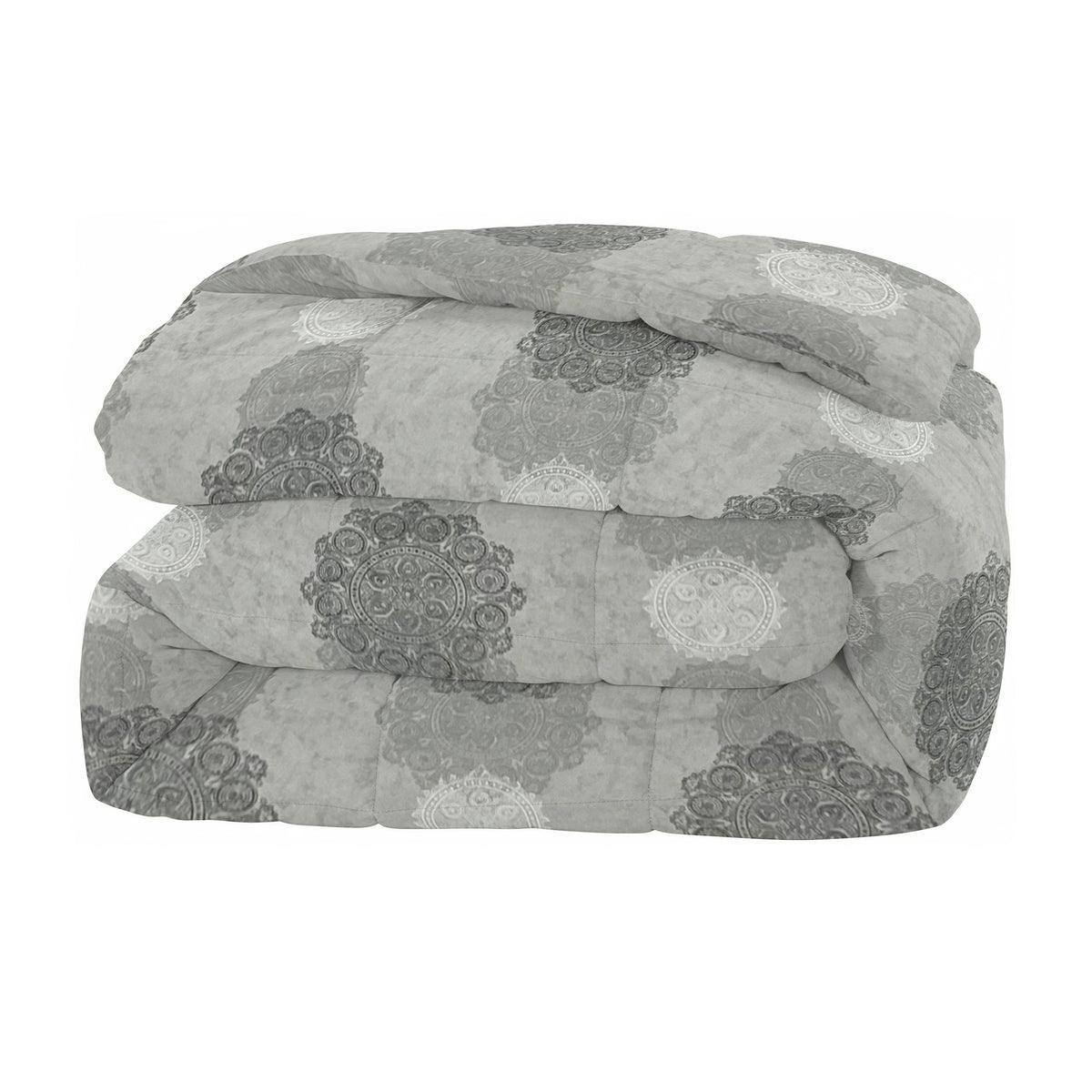 Basic Comfort Abstract 100% Cotton AC Quilt 150 GSM Grey Pack of 1