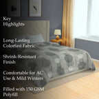 Elegant 100% cotton Motif Grey Double AC Quilt
