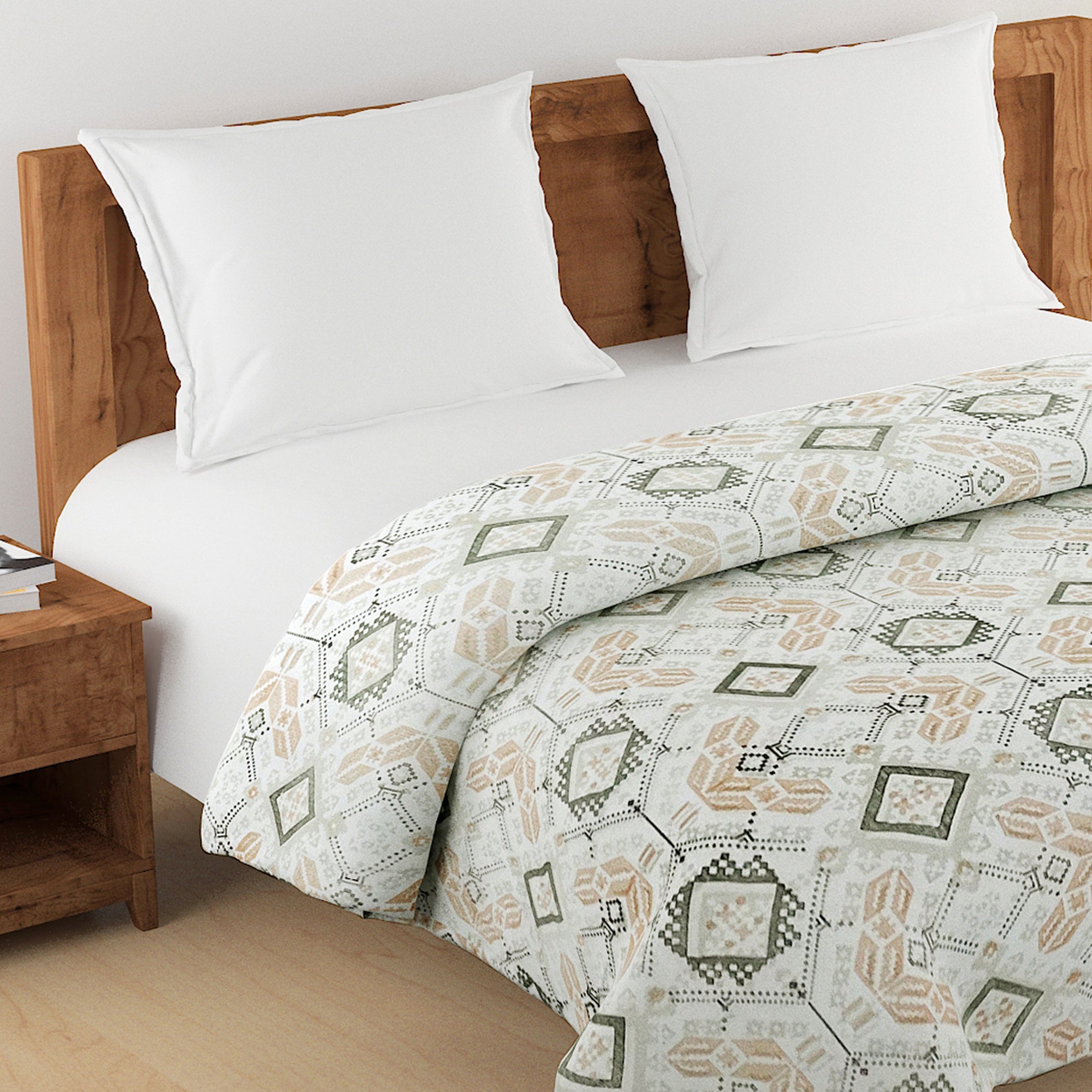 Artistic 100% cotton Abstract Off white Double AC Quilt