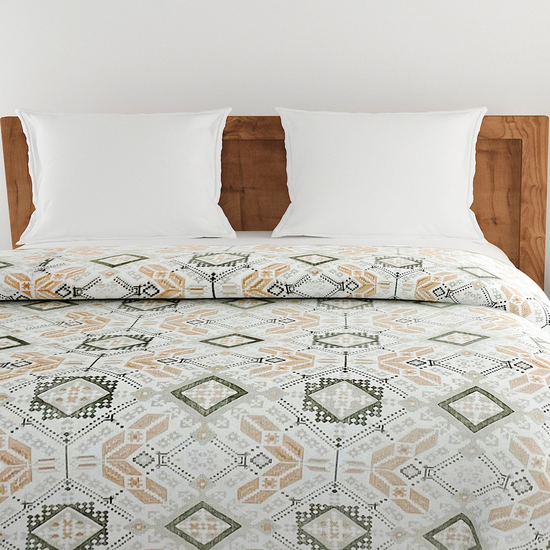 Artistic 100% cotton Abstract Off white Double AC Quilt