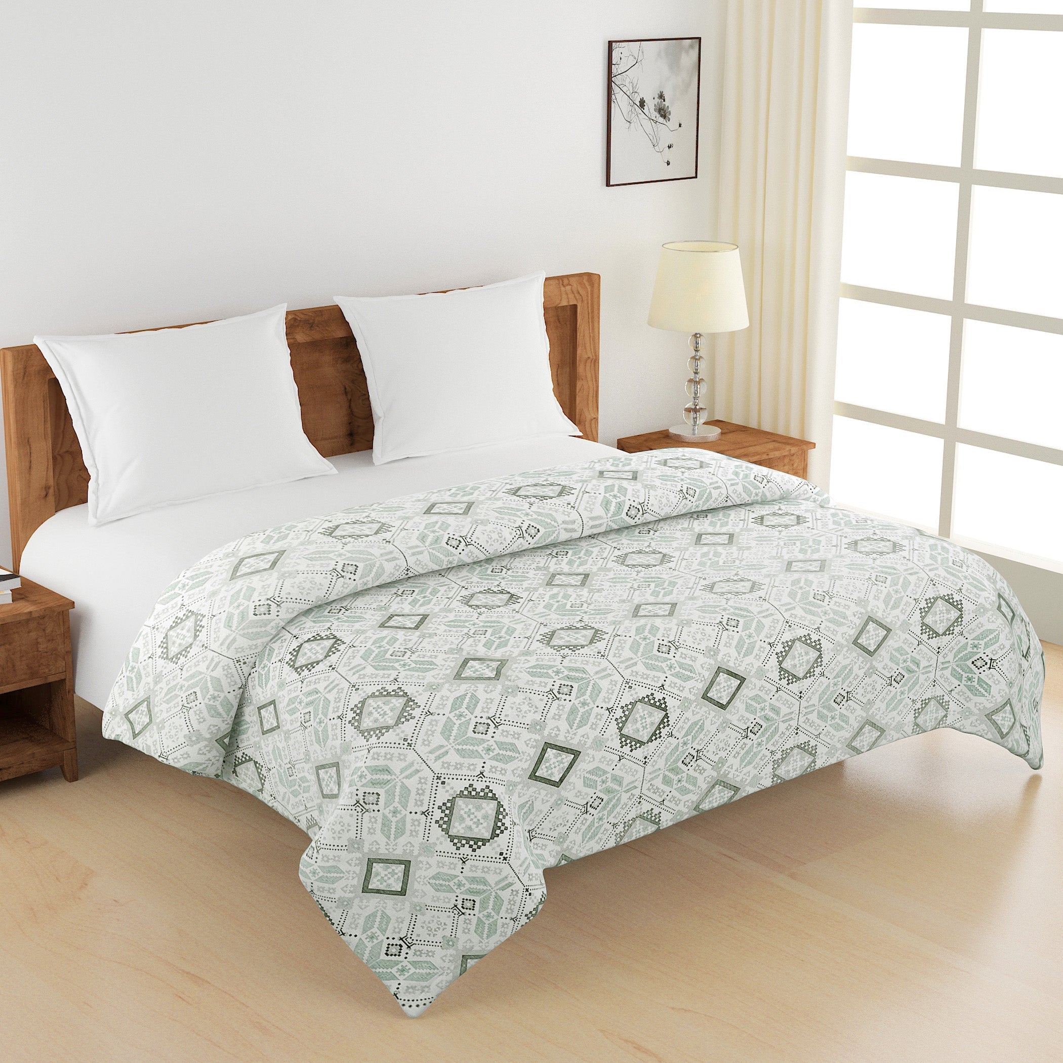 Artistic Cotton Abstract Blue Single AC Quilt