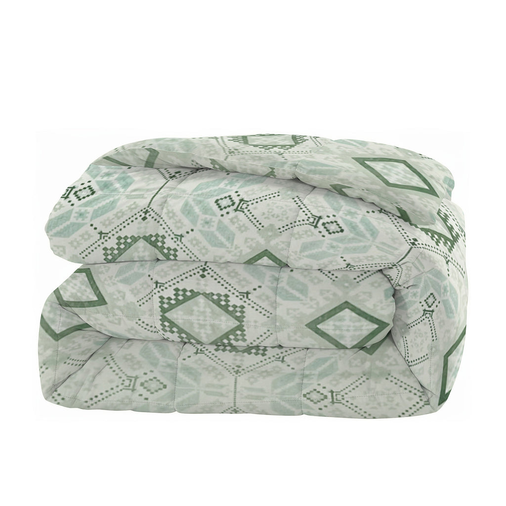 Artistic 100% cotton Abstract Green Double AC Quilt