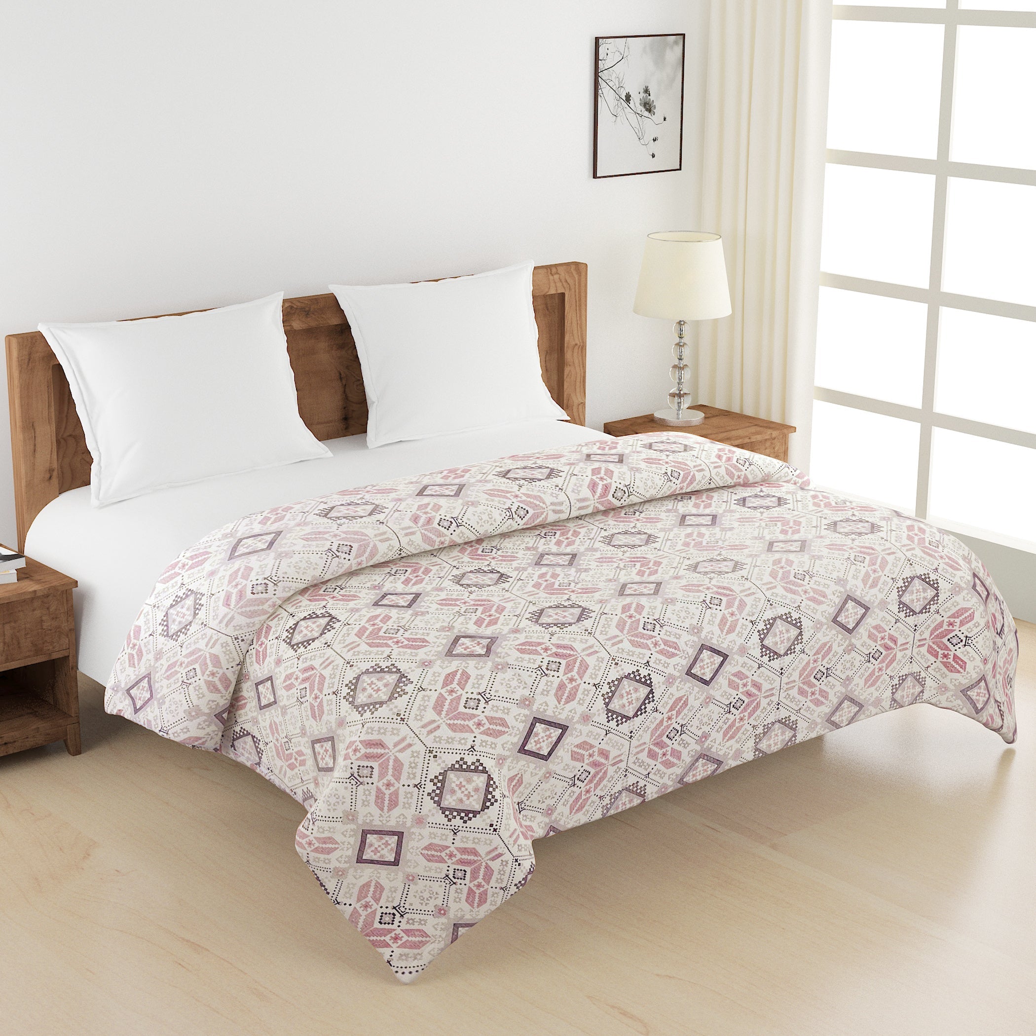 Artistic 100% cotton Abstract Off white Double AC Quilt