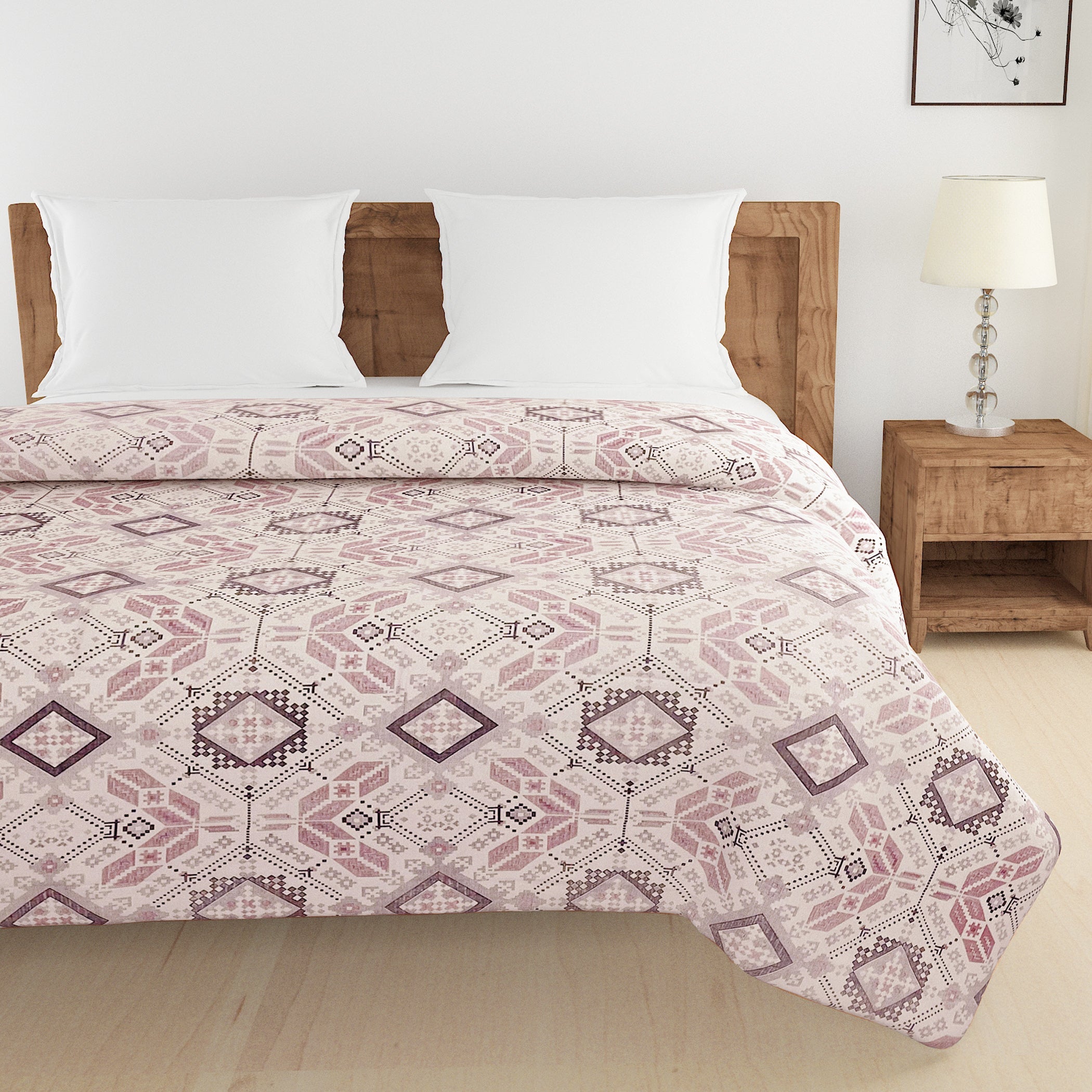 Artistic 100% cotton Abstract Off white Double AC Quilt