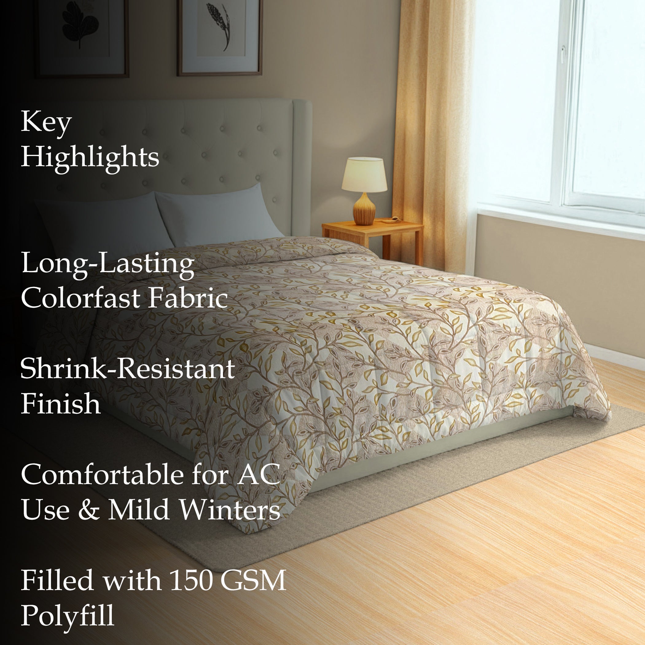 Cozy Cotton Nature Brown Double AC Quilt
