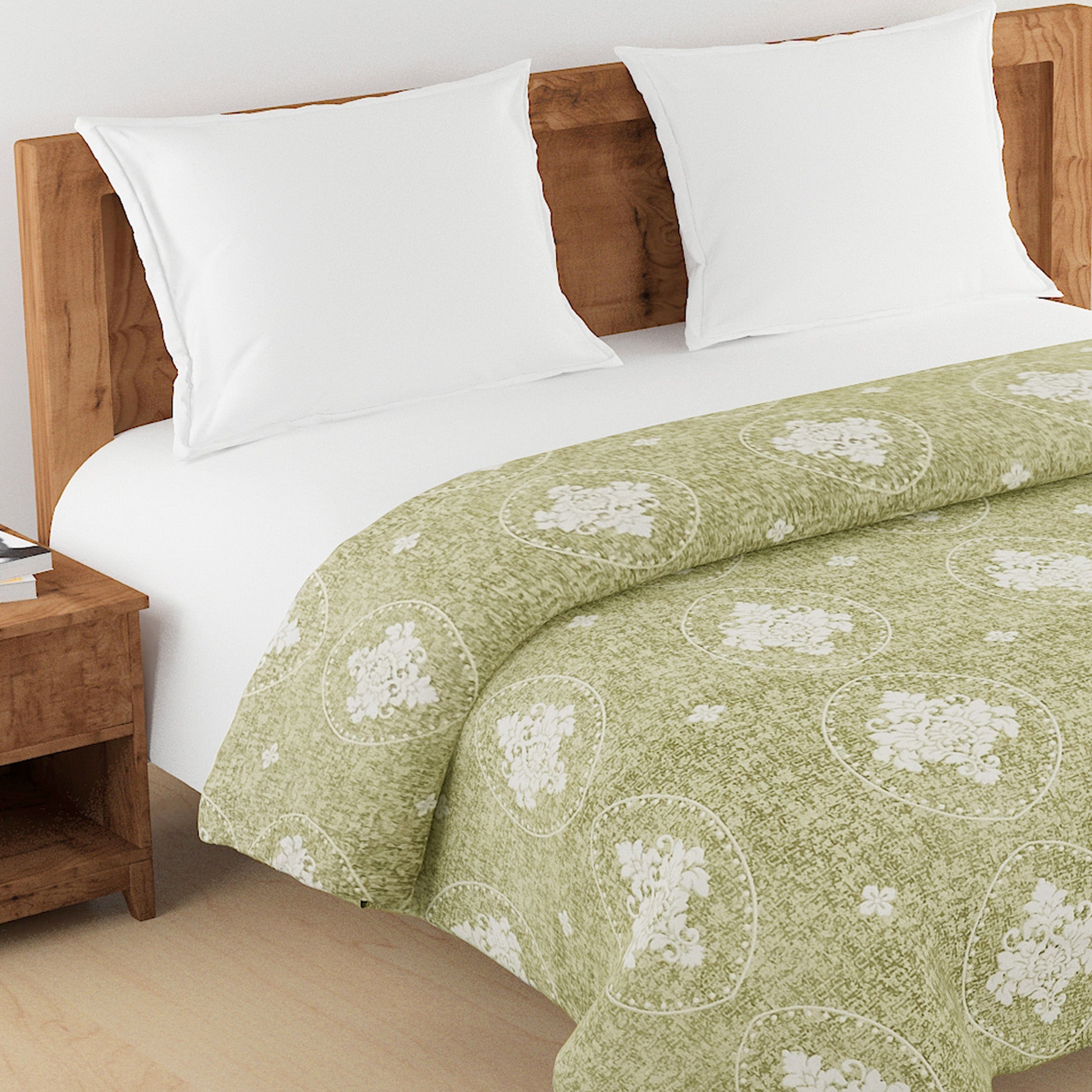 Artistic Cotton Abstract Green Single AC Quilt