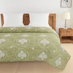 Artistic Cotton Abstract Green Single AC Quilt