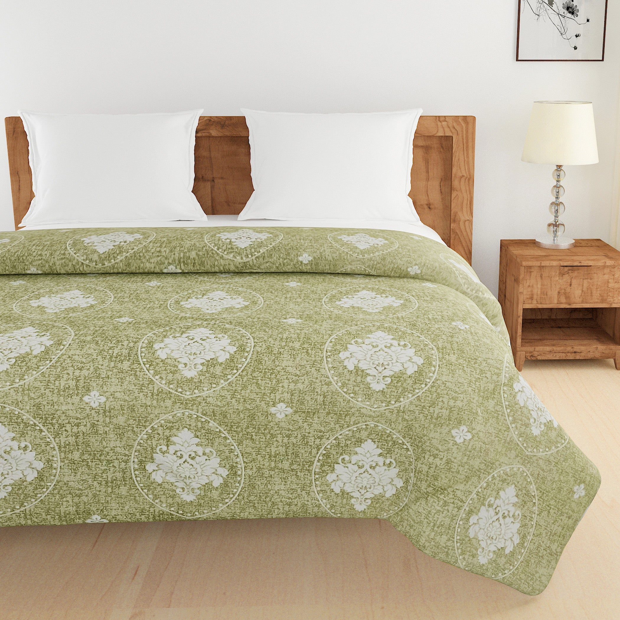 Artistic Cotton Abstract Green Single AC Quilt