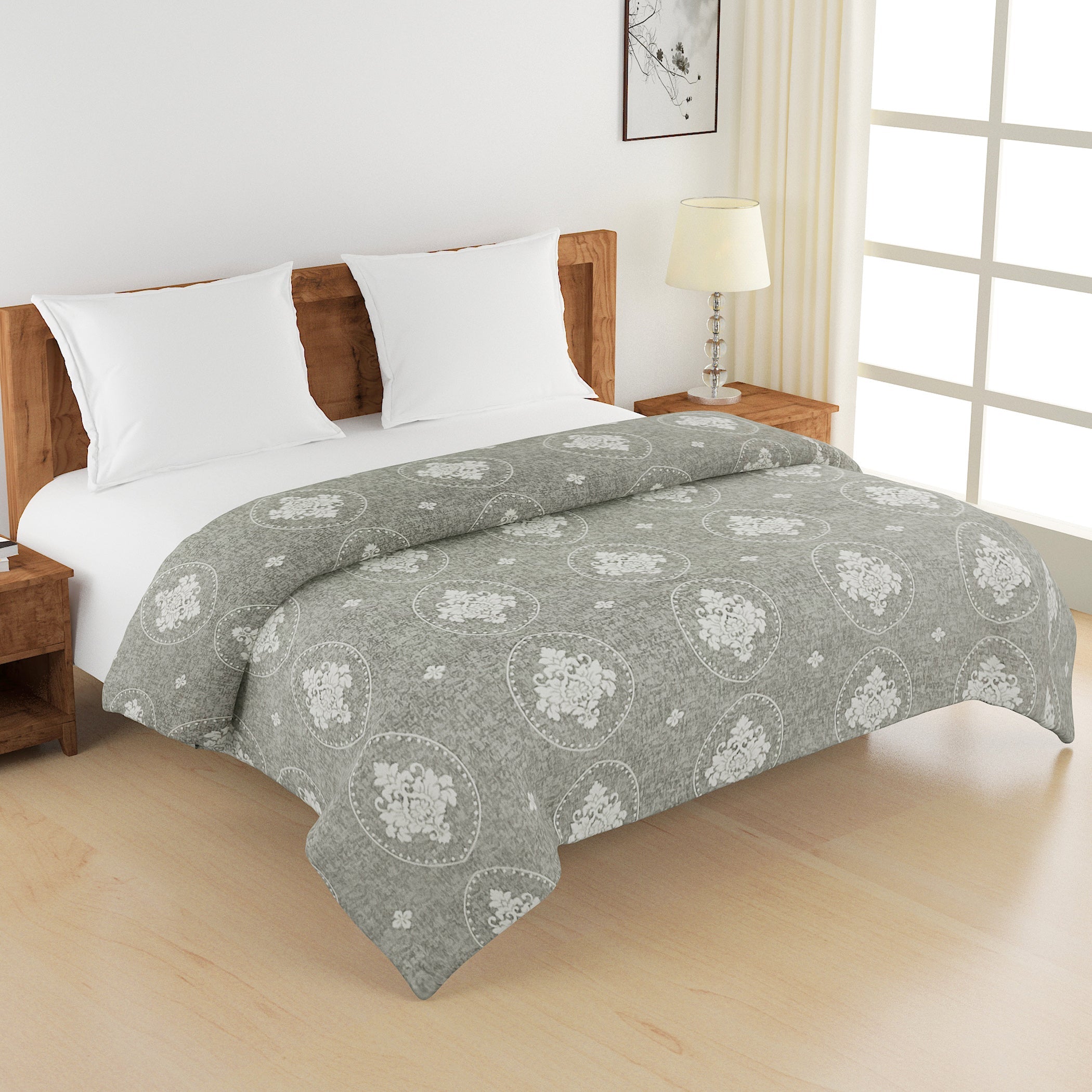 Artistic Cotton Abstract Grey Single AC Quilt