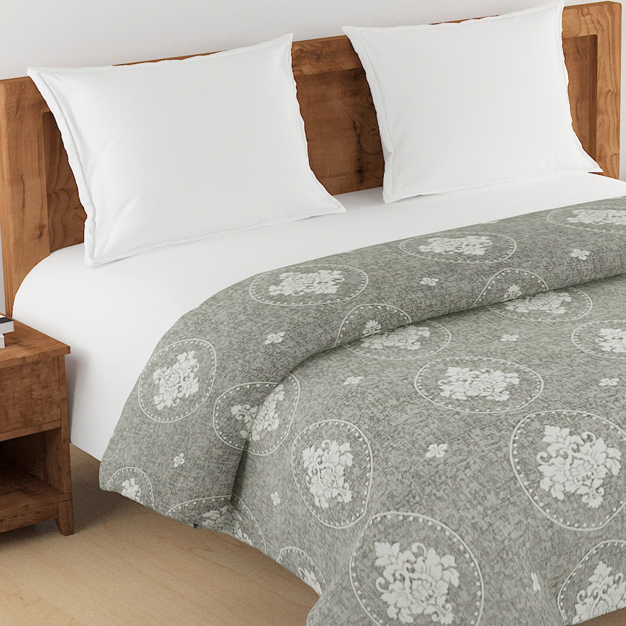 Elegant 100% cotton Motif Grey Double AC Quilt