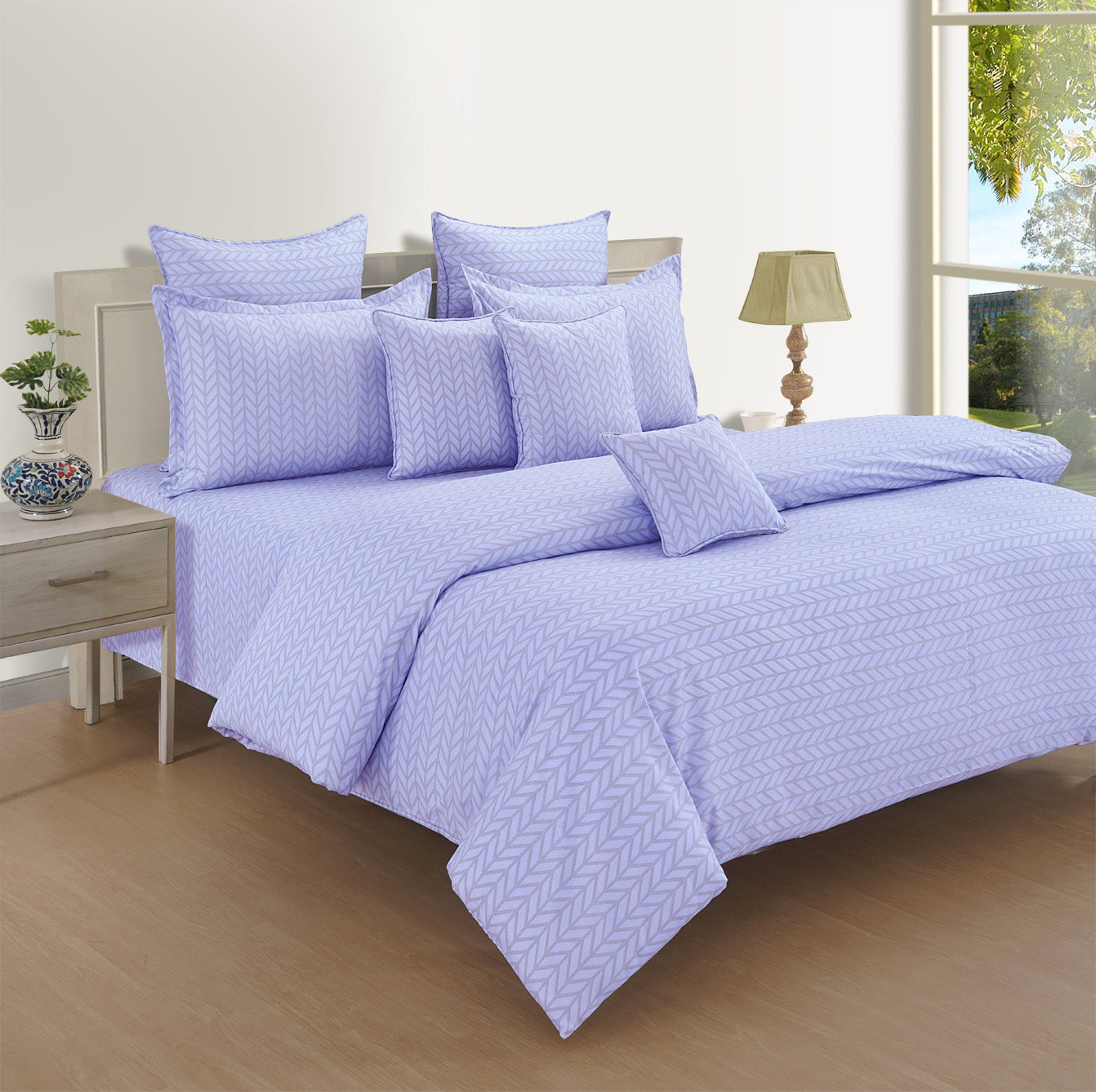 Cozy Blended cotton Chevron Blue Double AC Quilt
