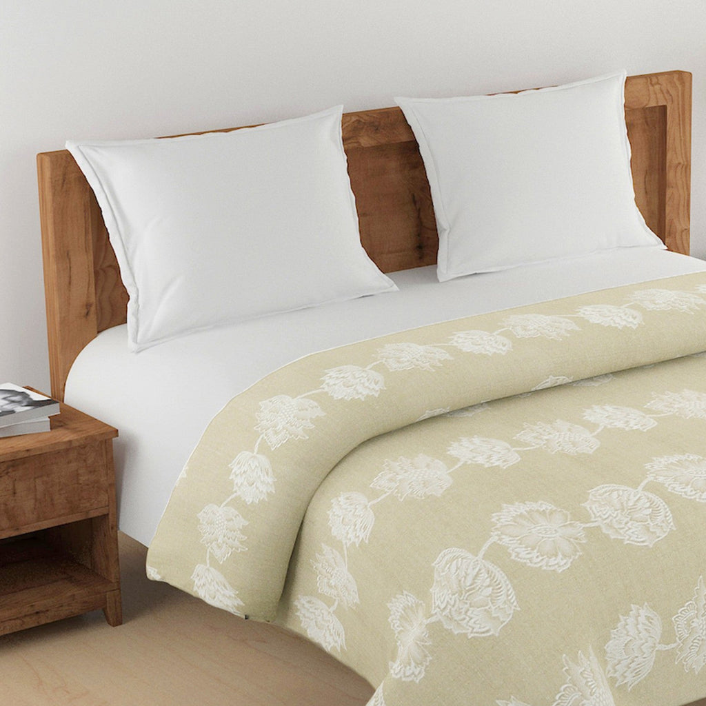 Soft Blended cotton Floral Beige Double AC Quilt