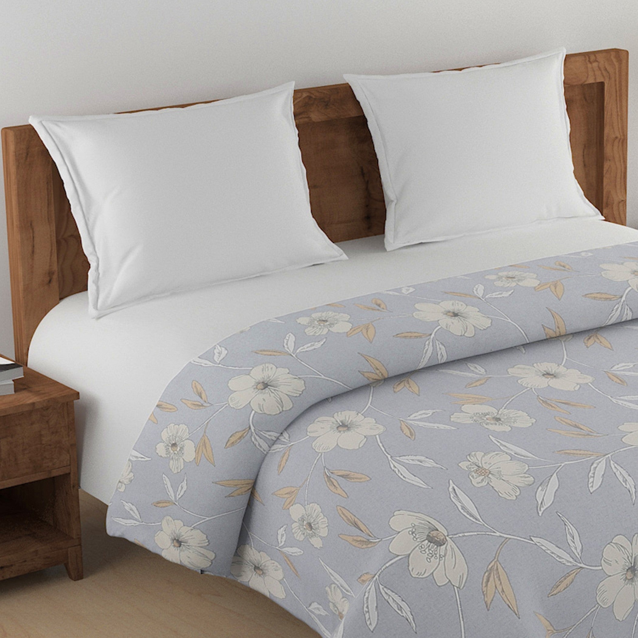 Soft Blended cotton Floral Grey Double AC Quilt