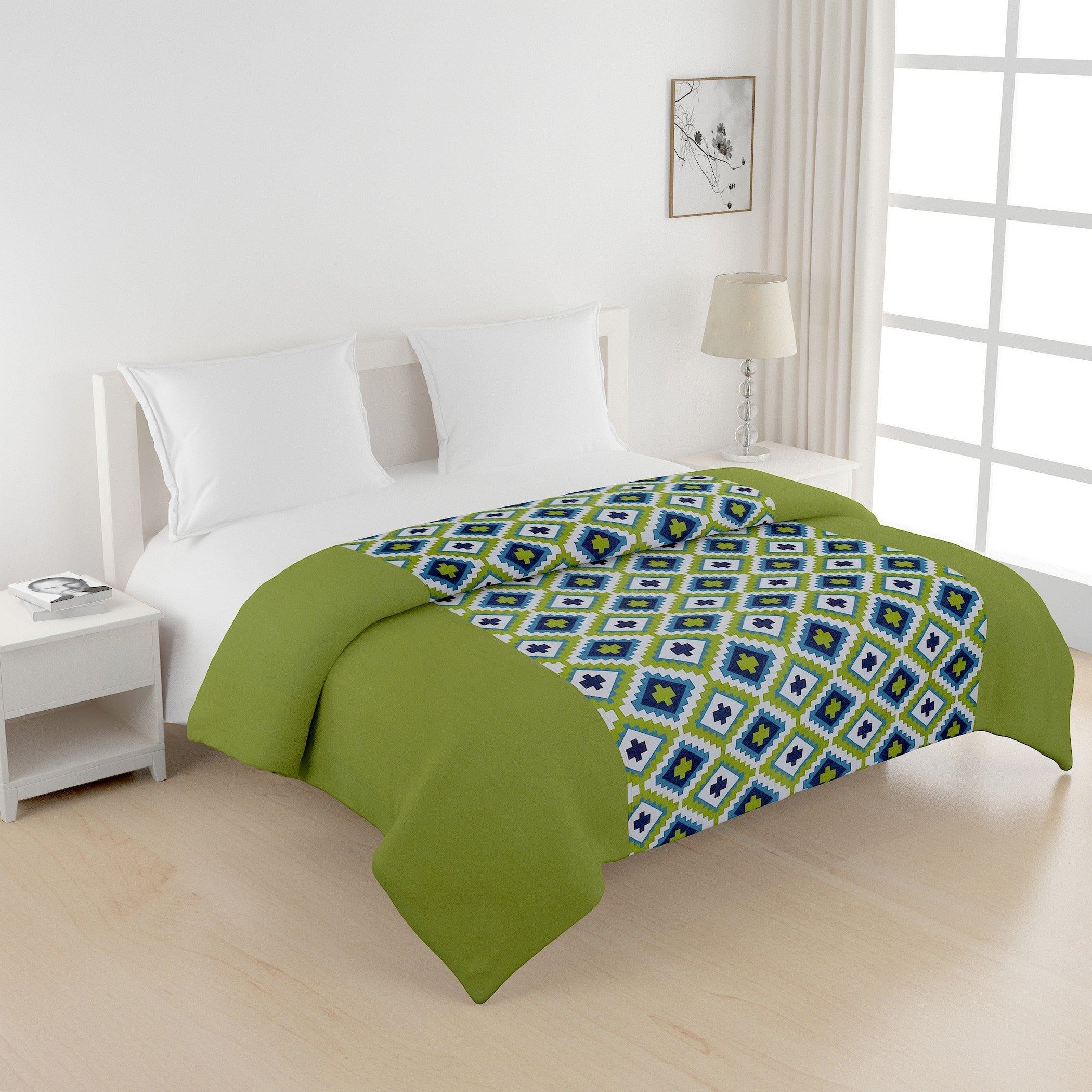 Modern Pure cotton Geometric Green Double AC Quilt