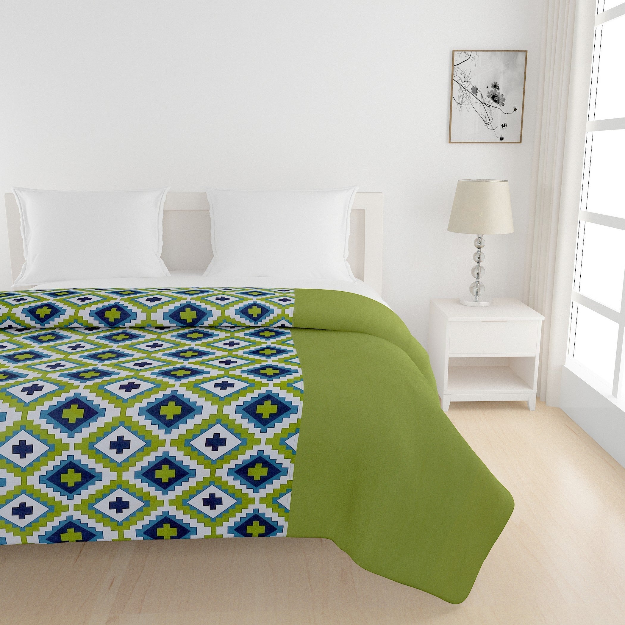 Modern Pure cotton Geometric Green Double AC Quilt