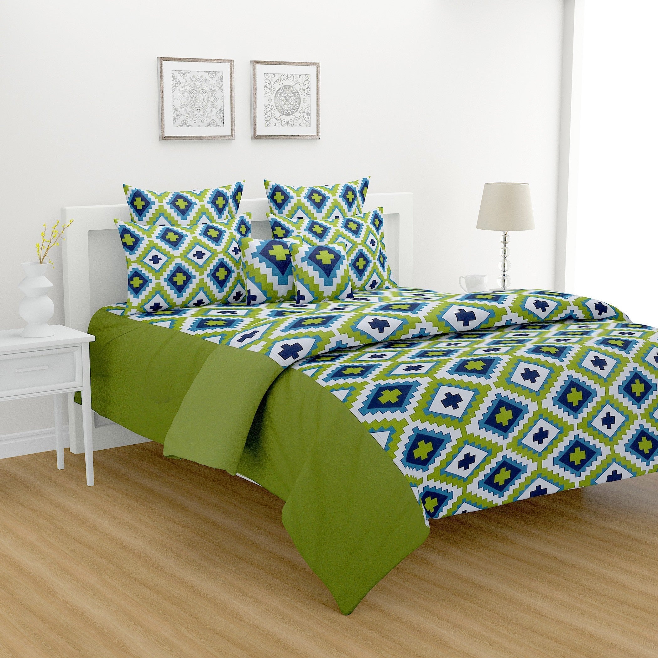 Modern Pure cotton Geometric Green Double Winter Quilt