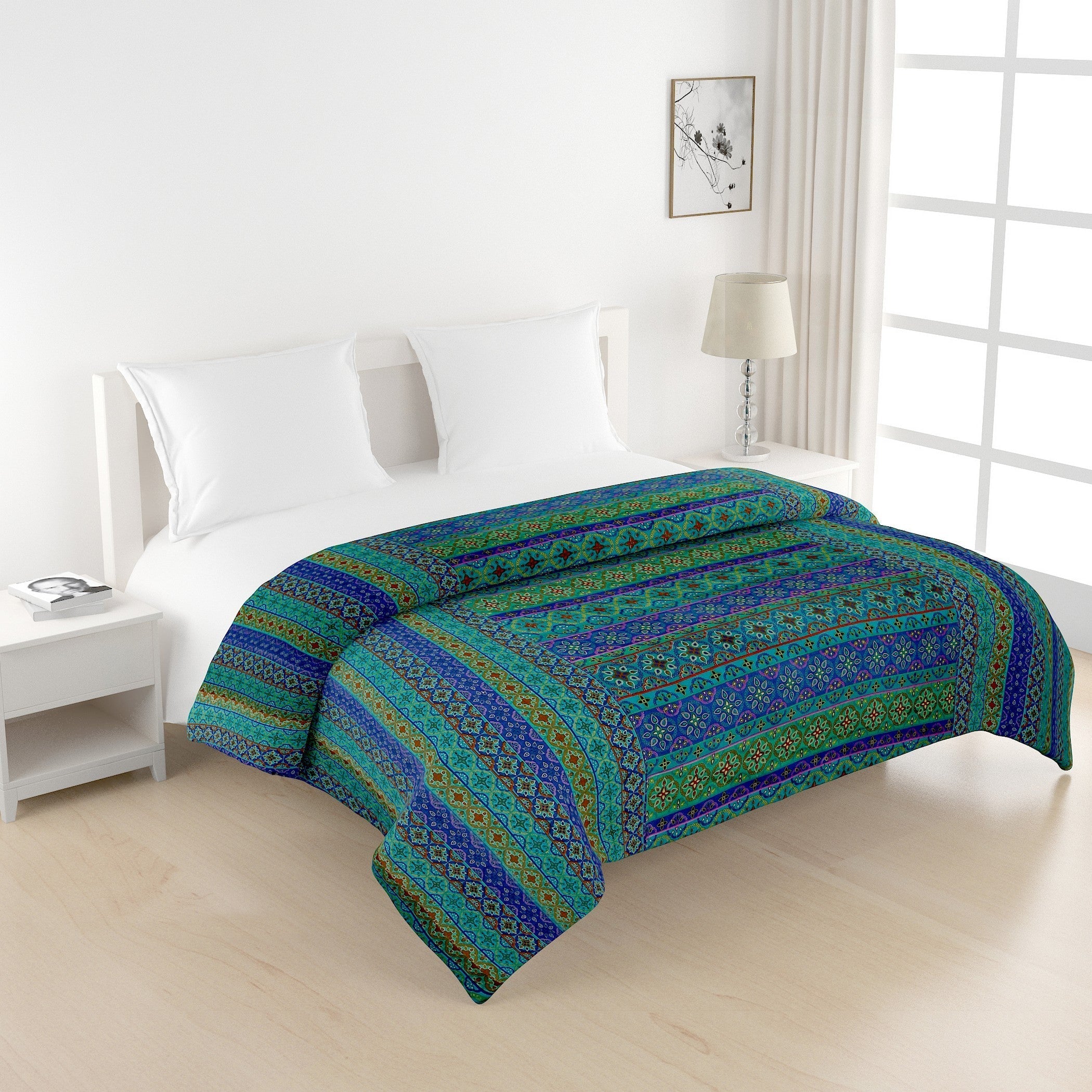 Elegant Cotton Motif Blue Single AC Quilt