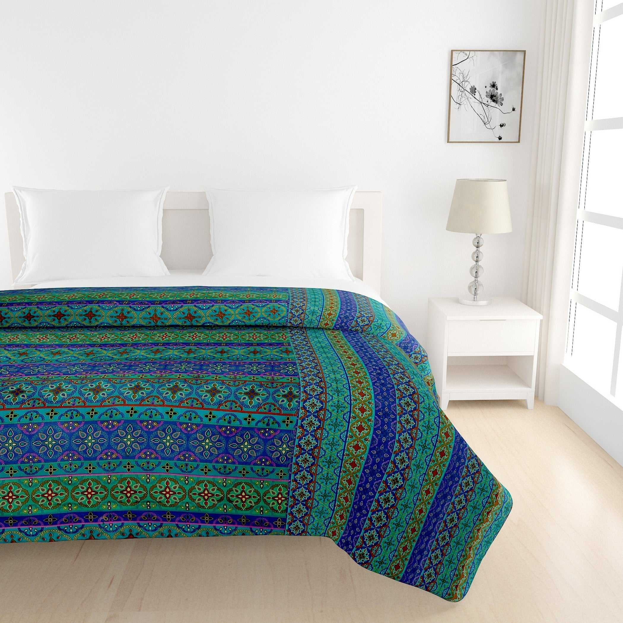 Modern Pure cotton Geometric Blue Double AC Quilt