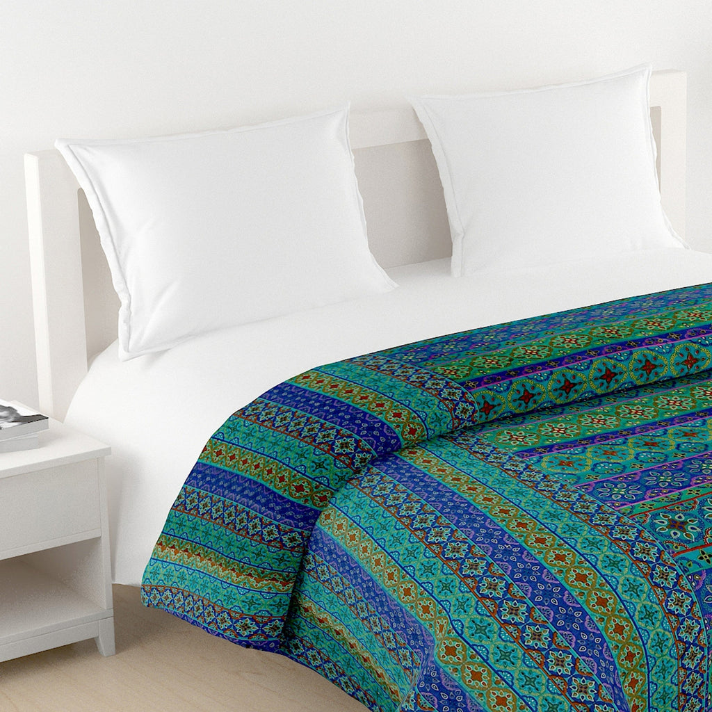 Elegant Cotton Motif Blue Single Winter Quilt