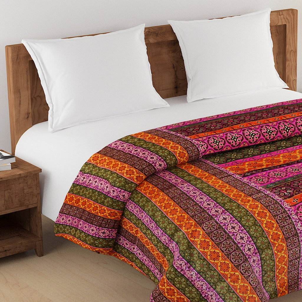 Elegant Cotton Ethnic motif Pink Single Winter Quilt