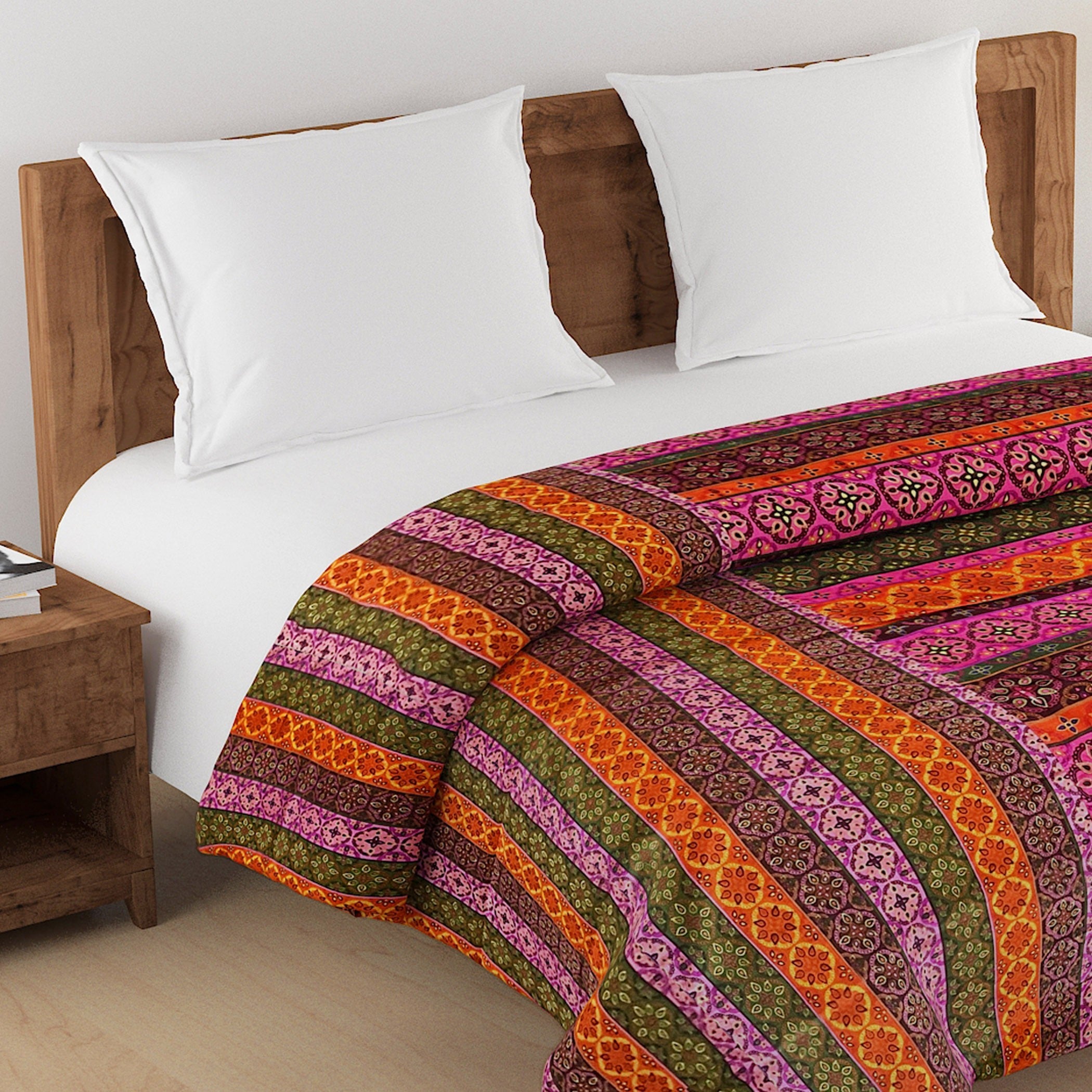 Elegant Cotton Ethnic motif Pink Single Winter Quilt