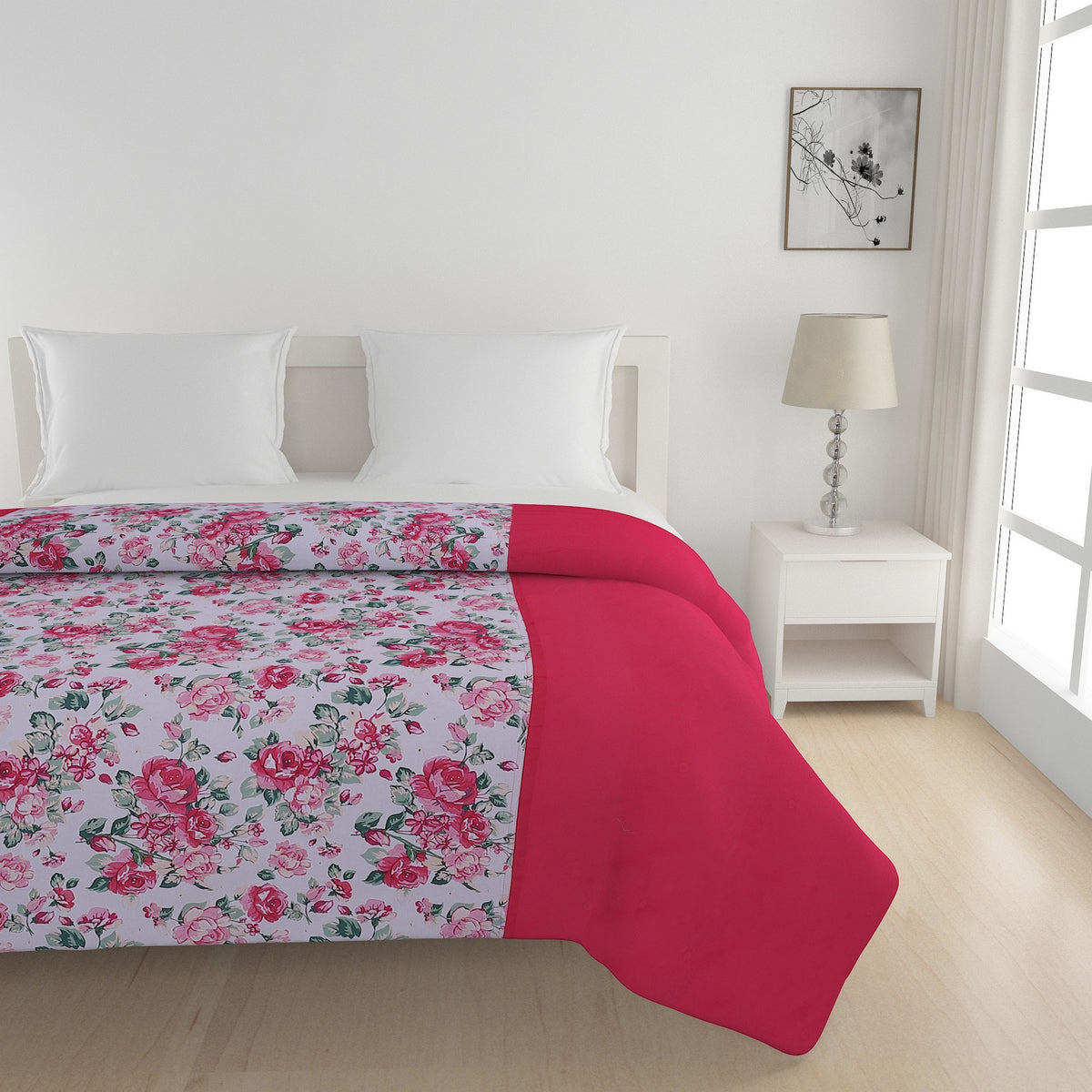 Premium Mix & Match Pure Cotton AC Quilt 150 GSM Pink Pack of 1