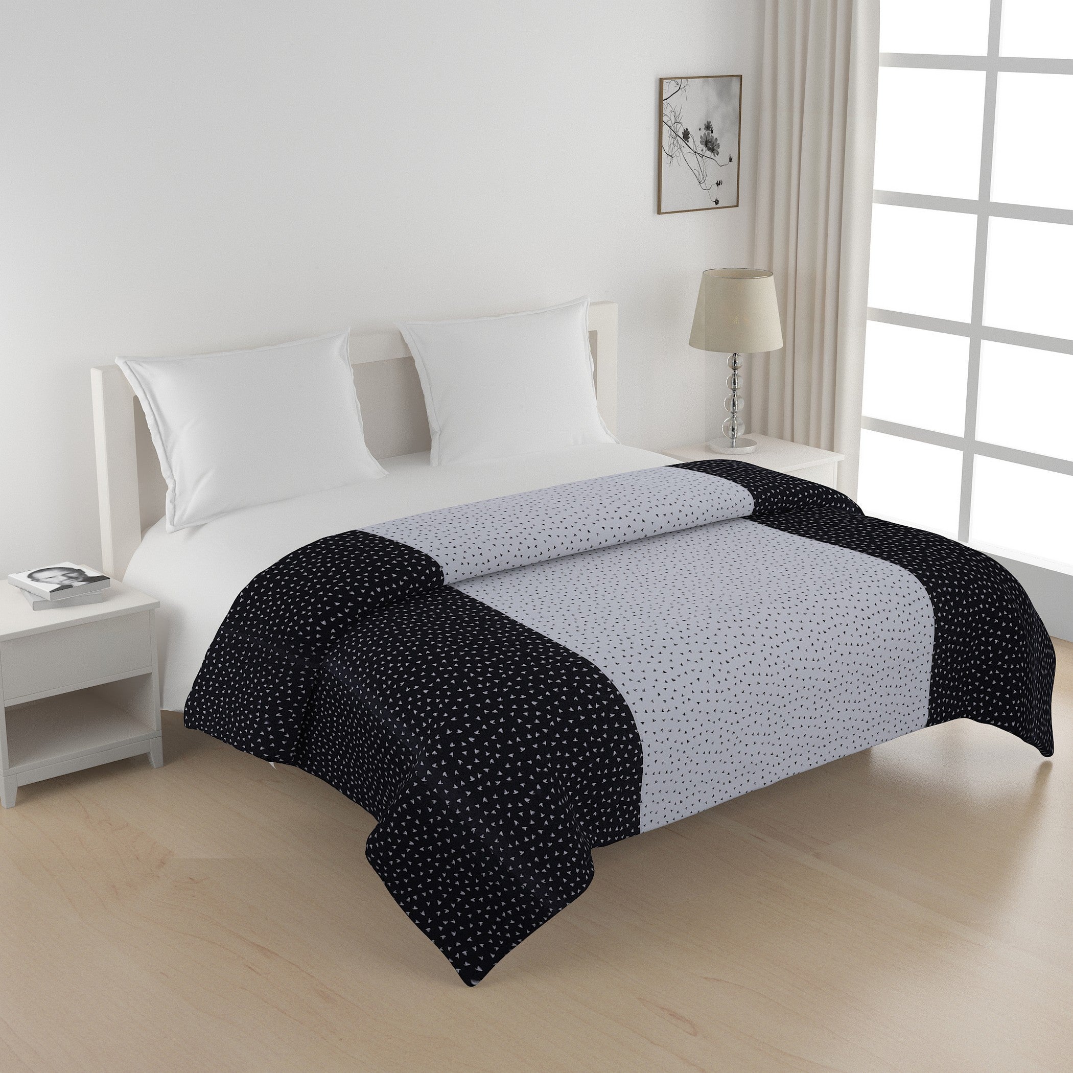 Elegant Cotton Motif Black Single Winter Quilt