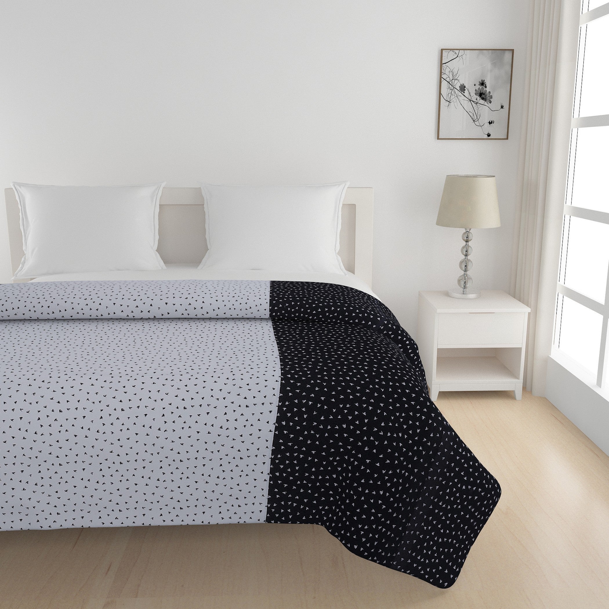 Elegant Cotton Motif Black Single Winter Quilt