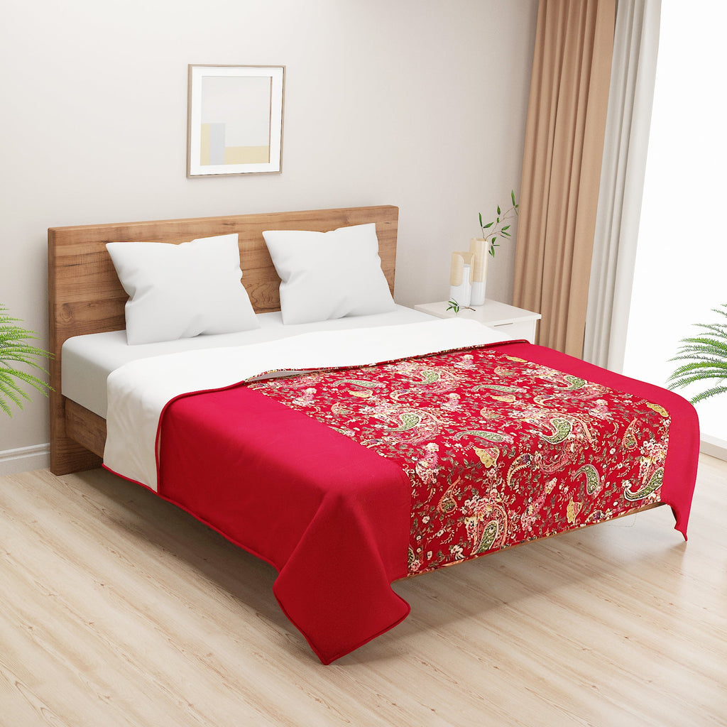 Soft Cotton Floral Red Single AC Quilt