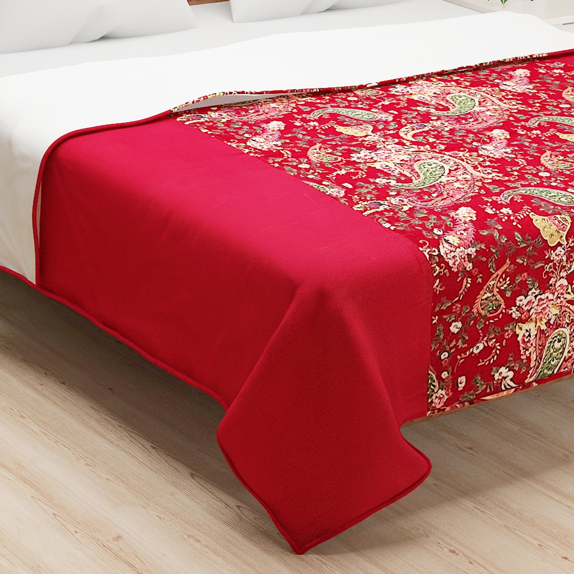 Soft Cotton Floral Red Single AC Quilt