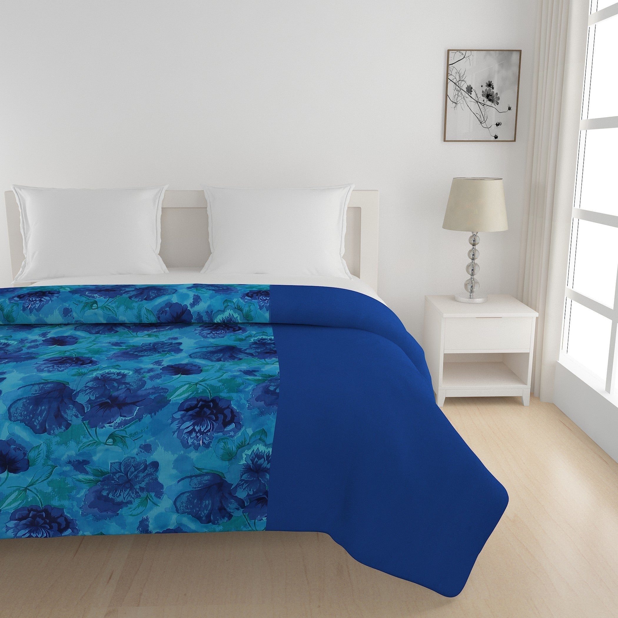 Soft Cotton Floral Blue Single AC Quilt