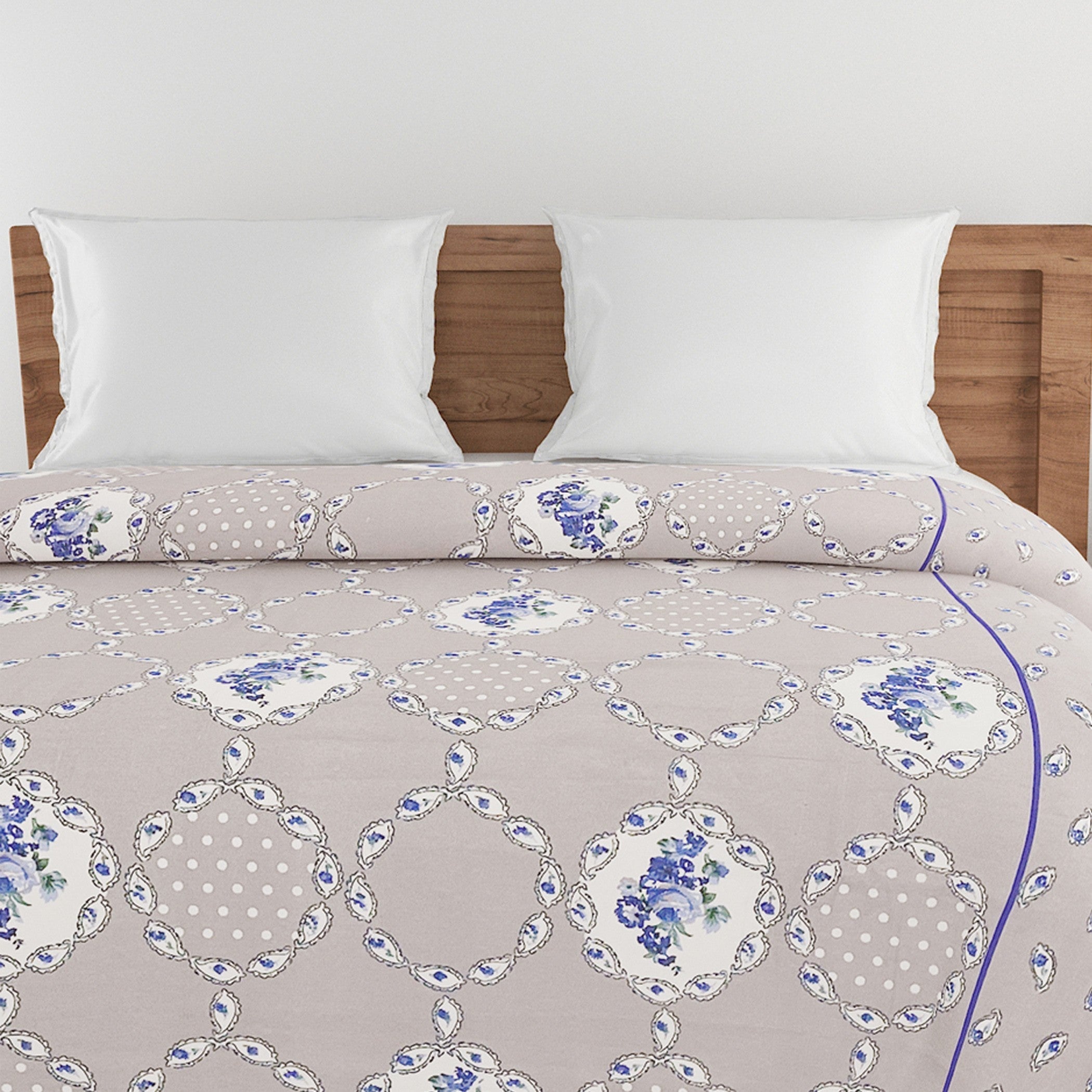 Elegant Cotton Motif Grey Single AC Quilt