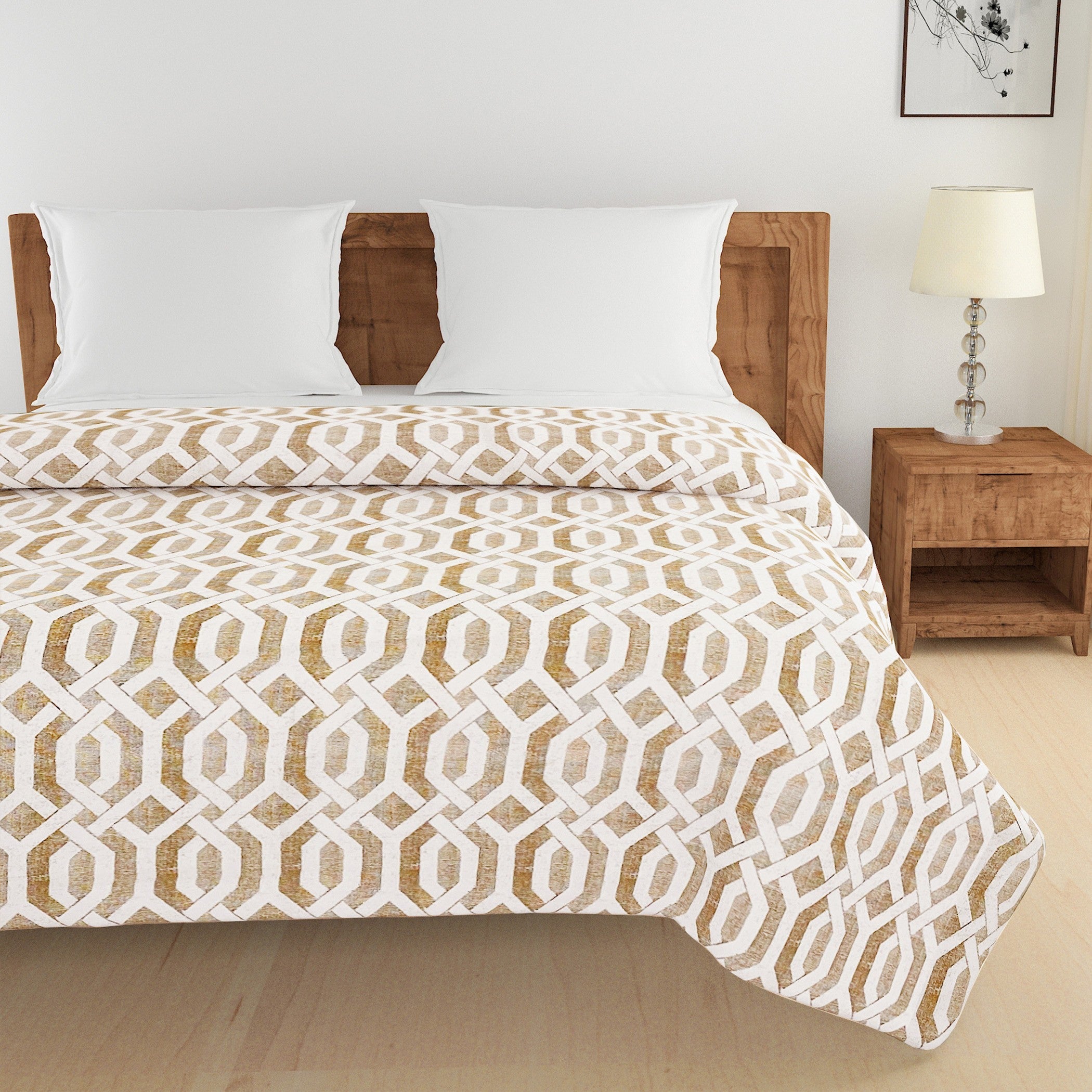 Modern Cotton Geometric Brown Single AC Quilt