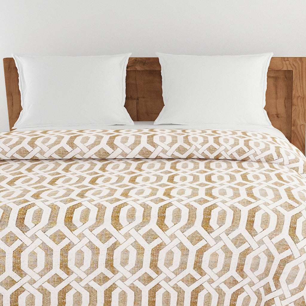 Modern Roto cotton Geometric Brown Double AC Quilt
