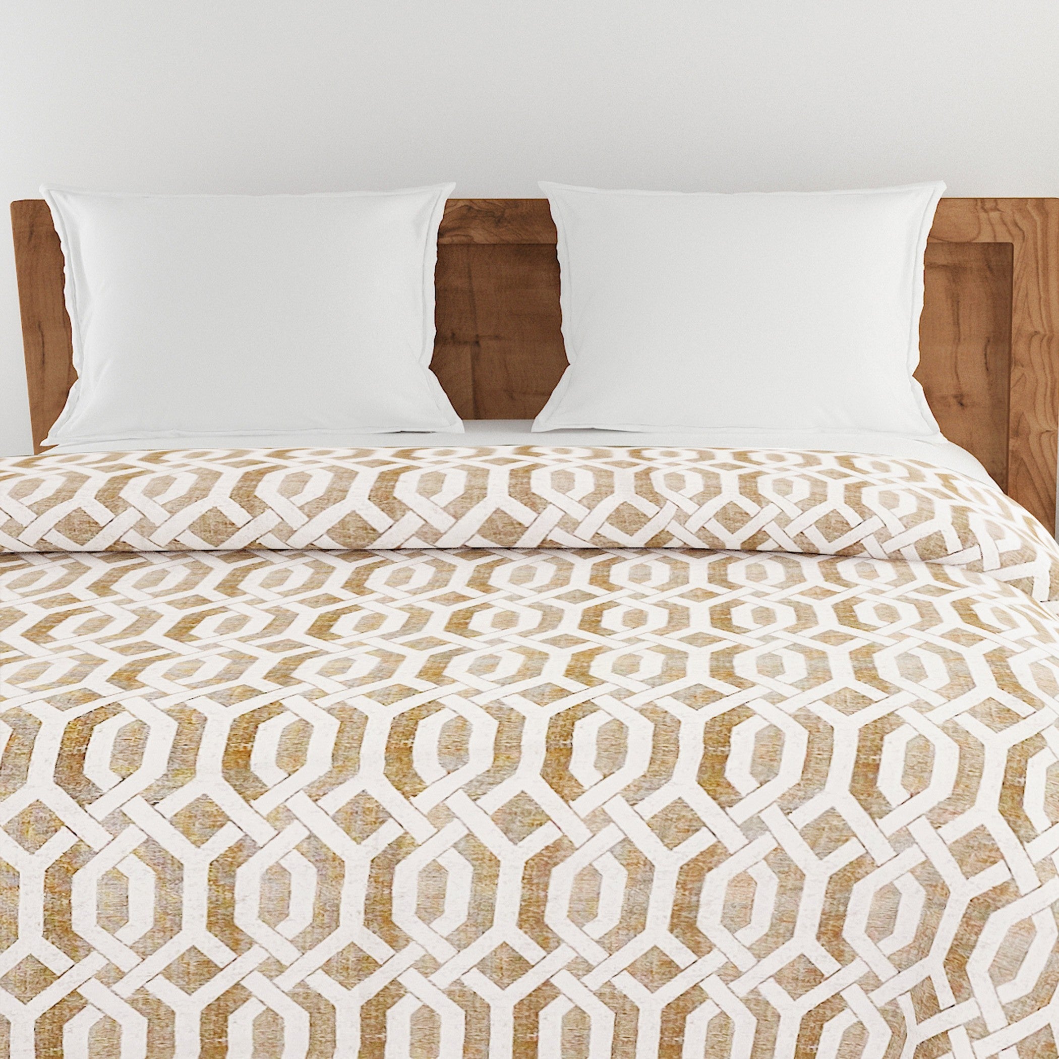 Modern Roto cotton Geometric Brown Double AC Quilt