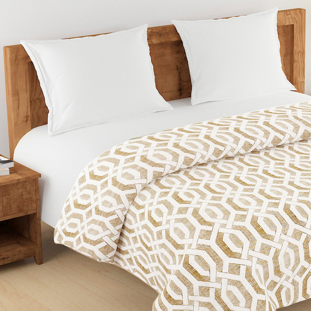 Modern Roto cotton Geometric Brown Double AC Quilt