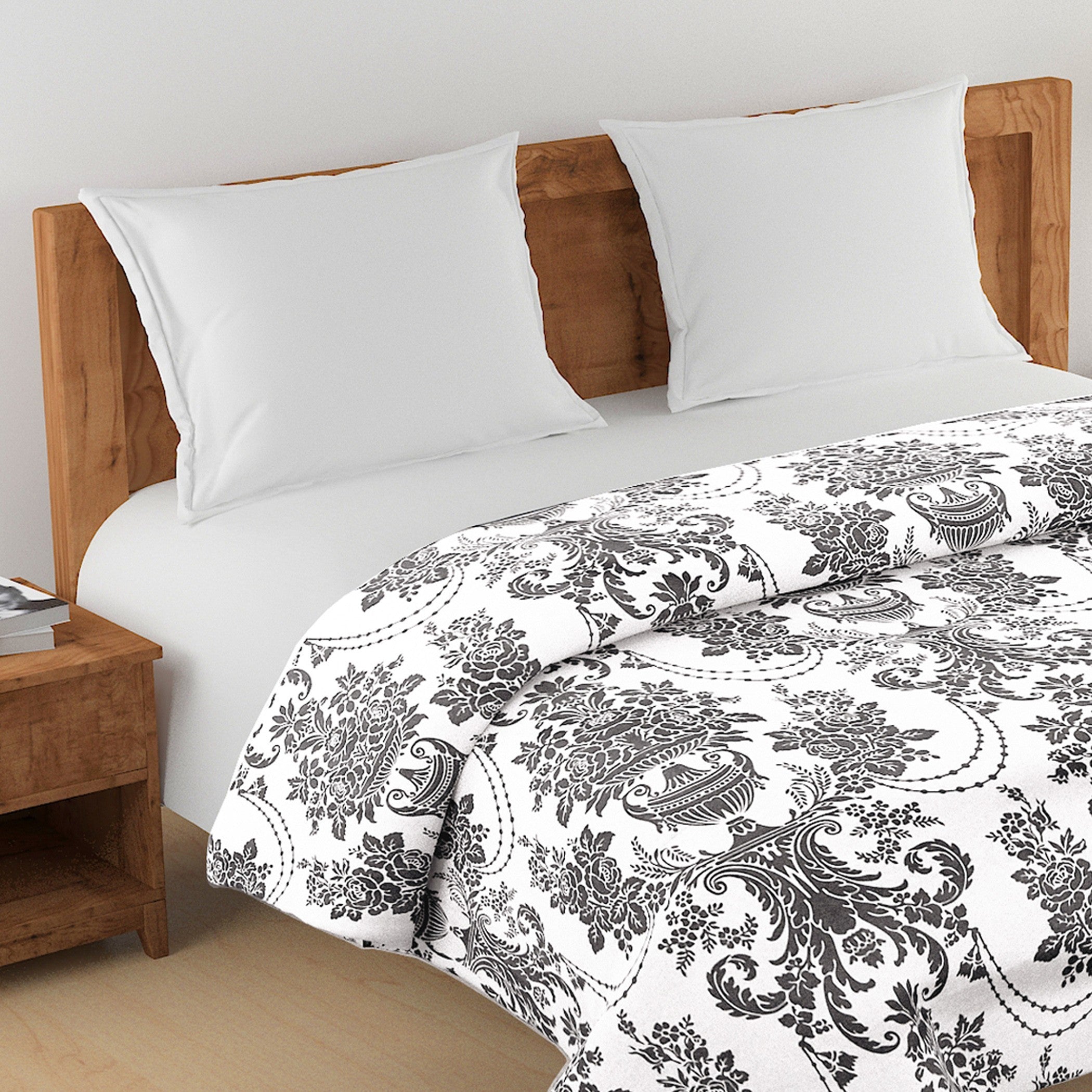 Elegant Cotton Ethnic motif Grey Single AC Quilt