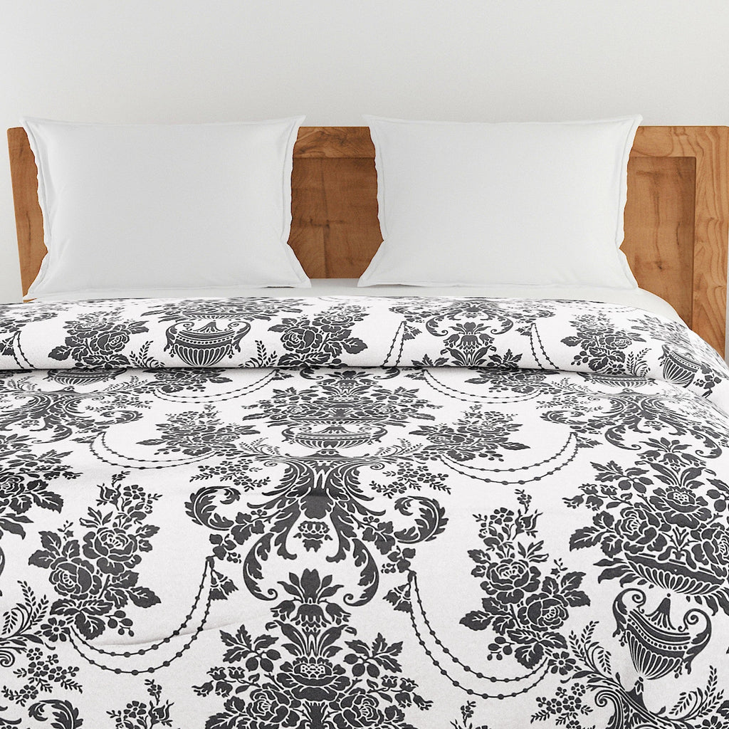 Elegant Cotton Ethnic motif Grey Single Winter Quilt