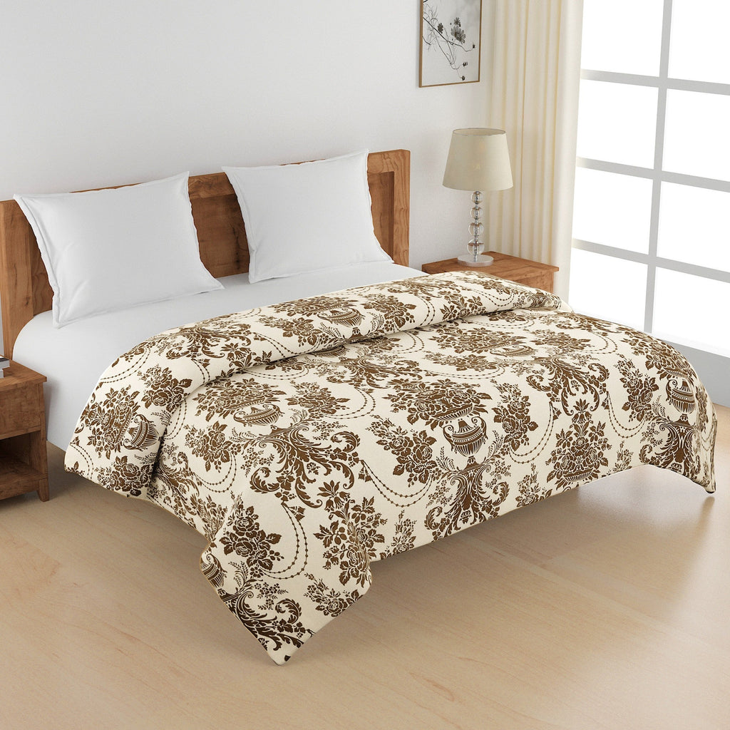 Elegant Roto cotton Motif Brown Double AC Quilt