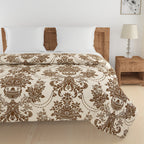 Elegant Roto cotton Motif Brown Double Winter Quilt
