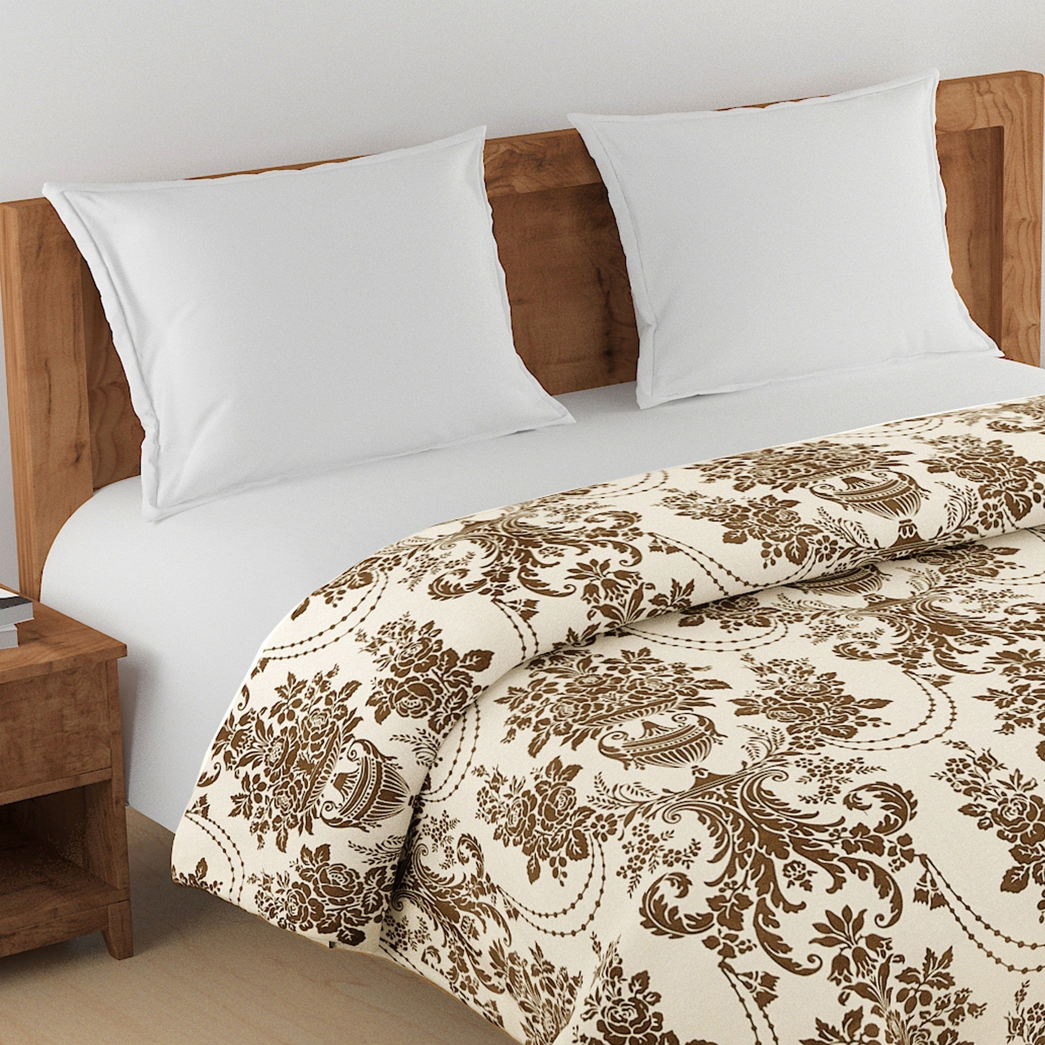 Elegant Cotton Ethnic motif Brown Single AC Quilt