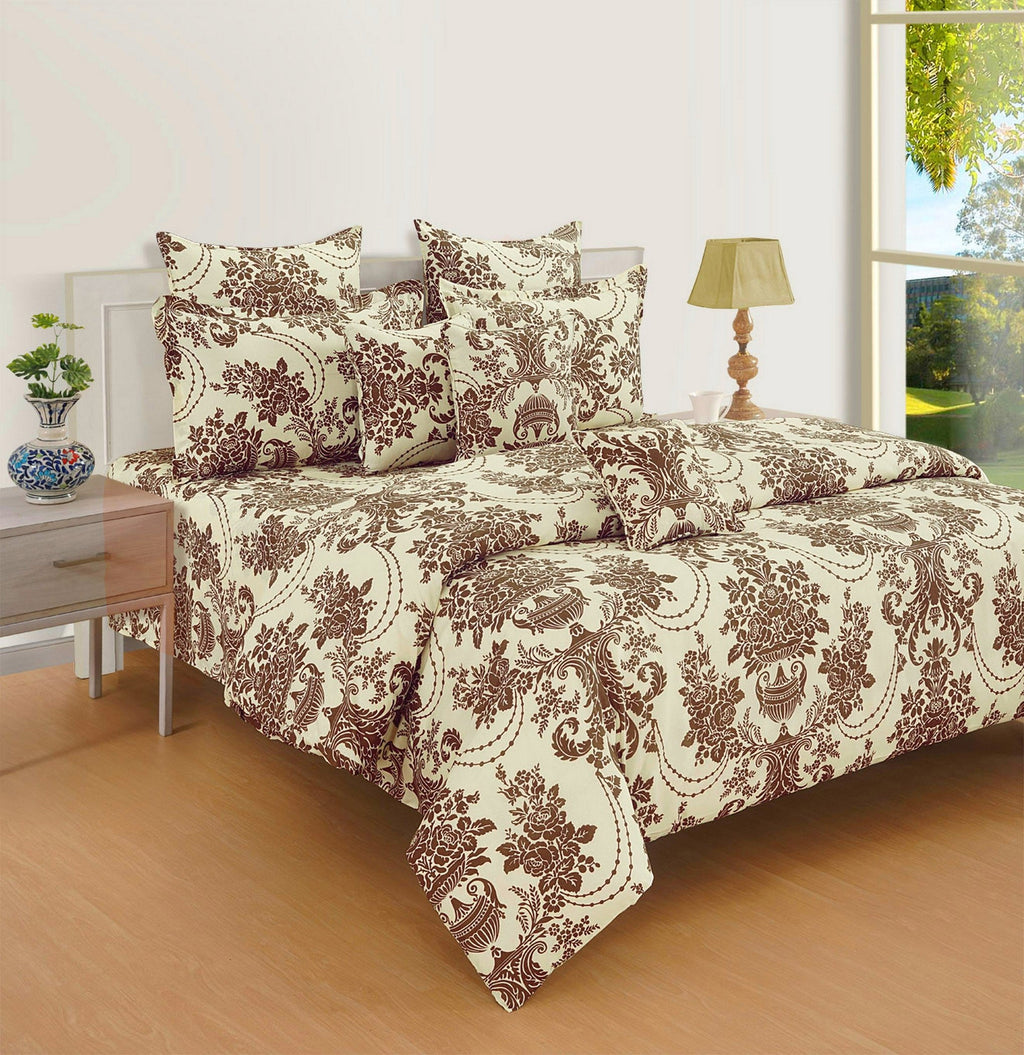Elegant Roto cotton Motif Brown Double AC Quilt