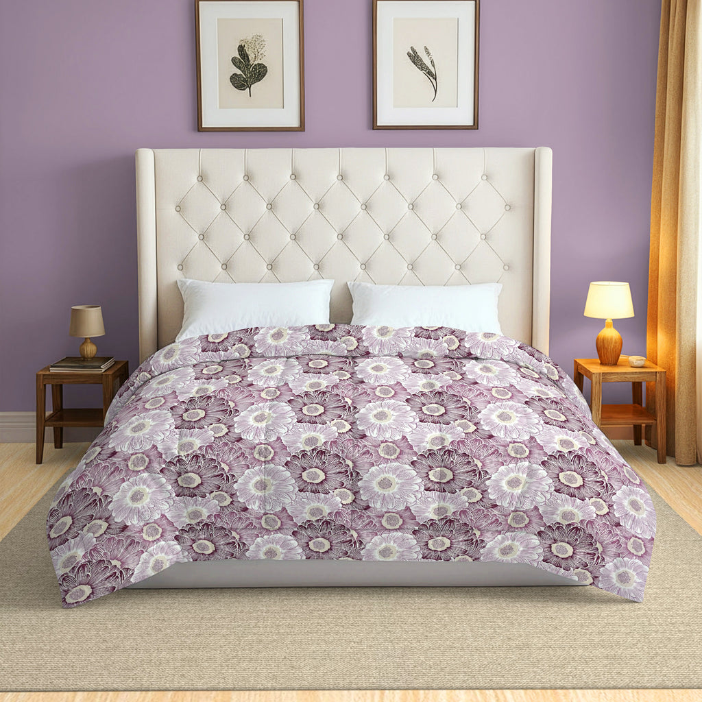 Soft Cotton Floral Purple Double AC Quilt
