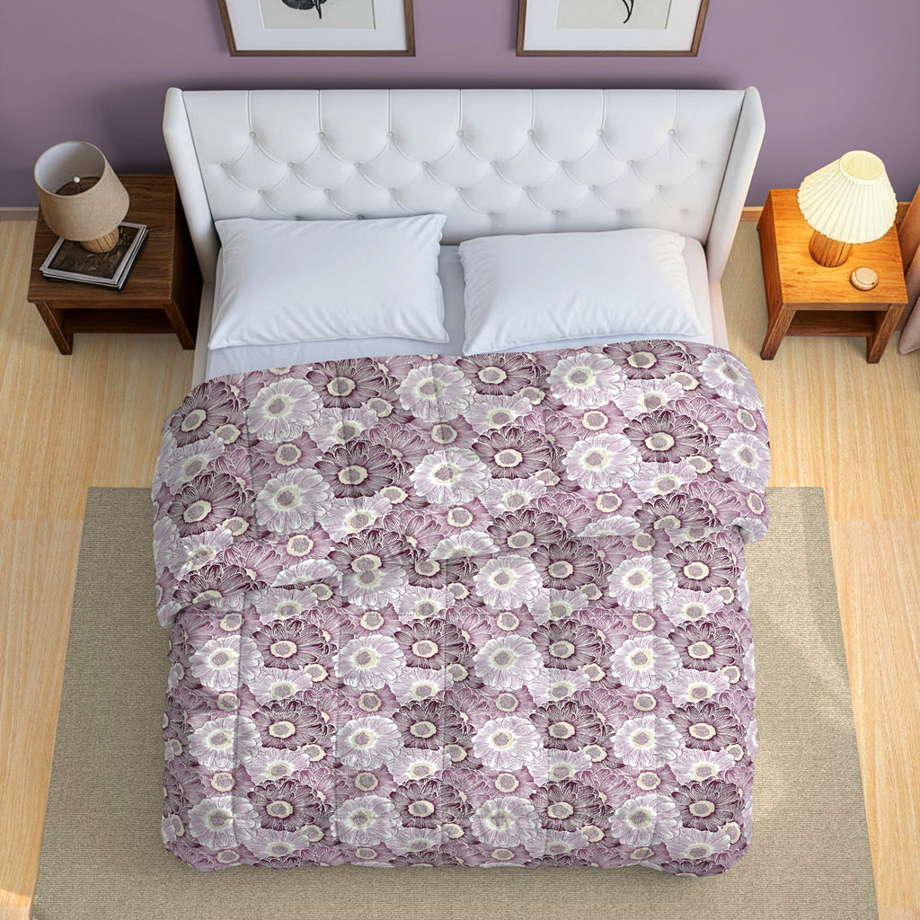 Soft Cotton Floral Purple Double AC Quilt